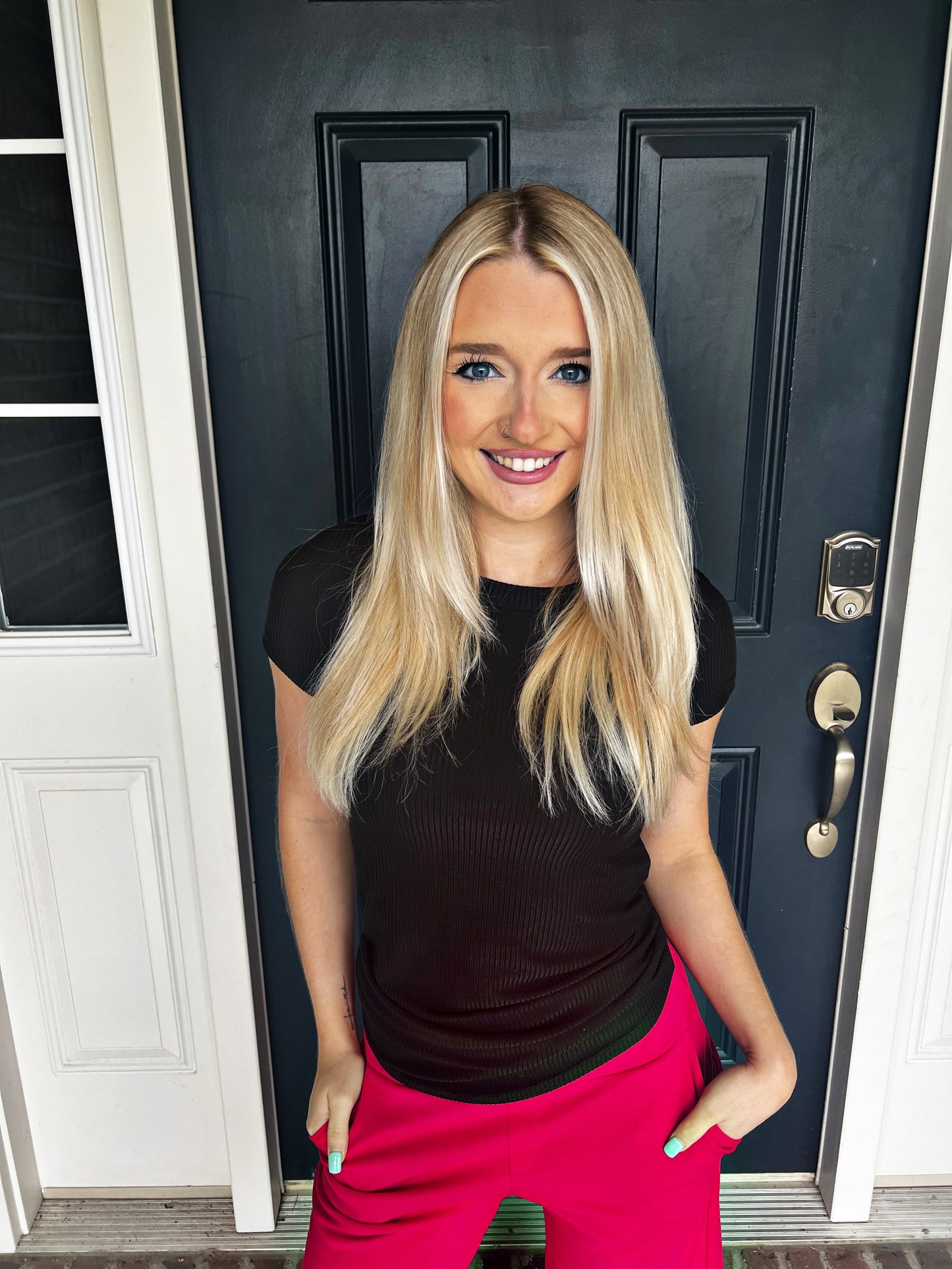 Claire Black Ribbed Top