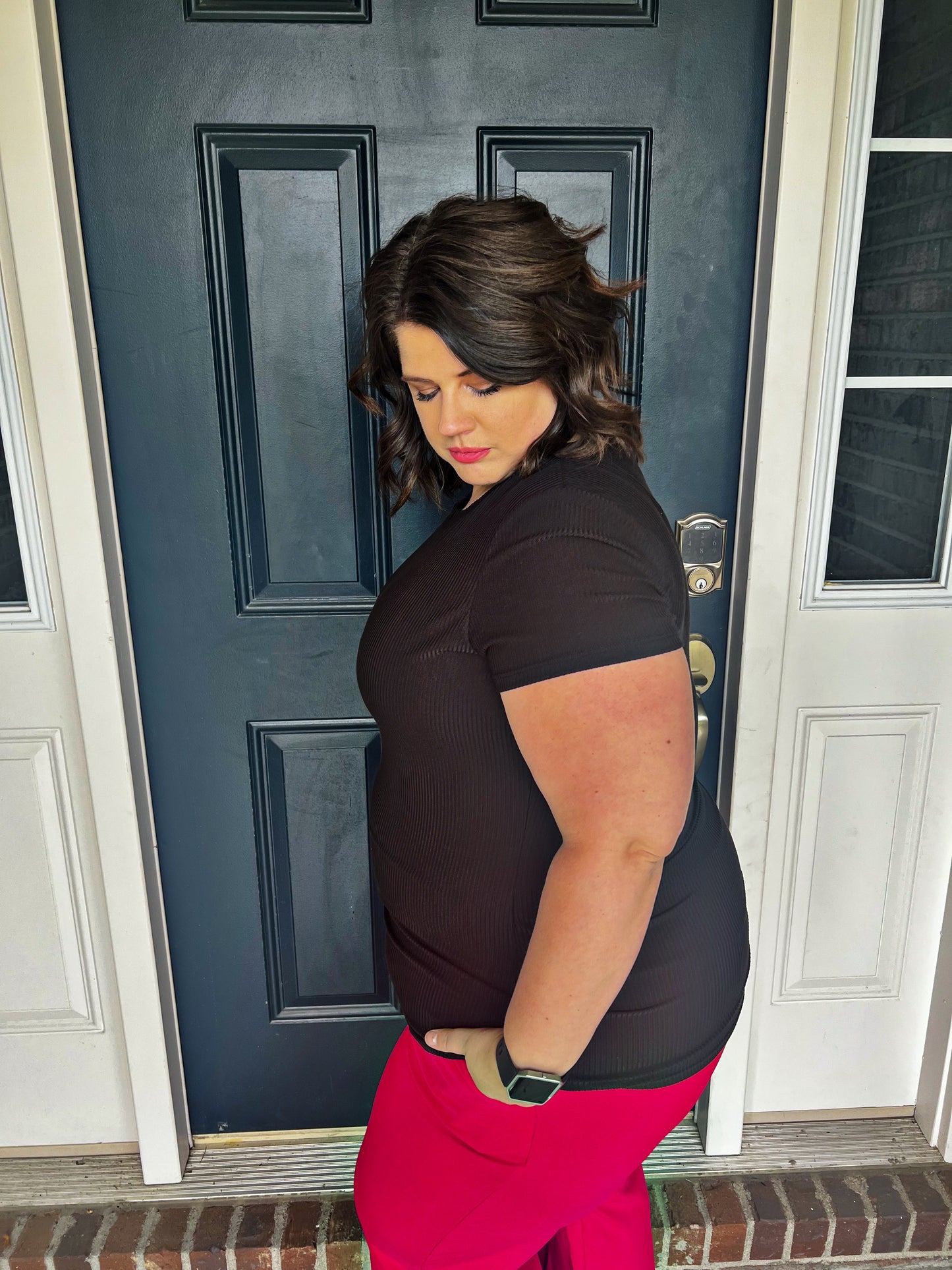 Claire Black Ribbed Top