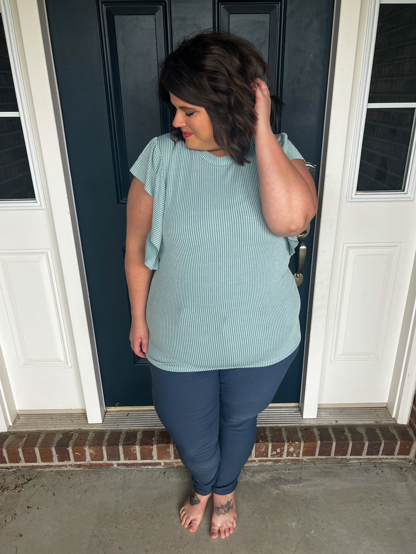 Ariel Blue Ruffle Sleeve Top
