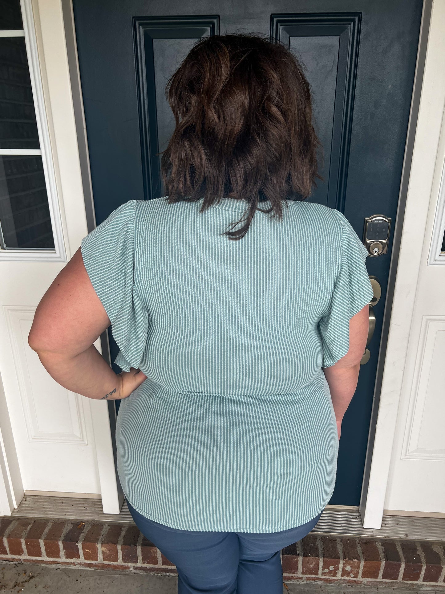 Ariel Blue Ruffle Sleeve Top