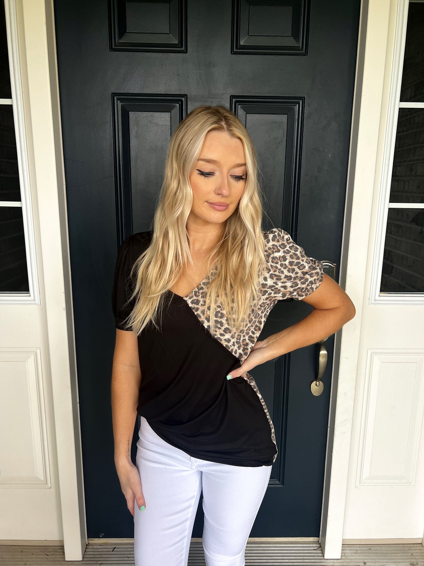 Hadley Black and Leopard Top