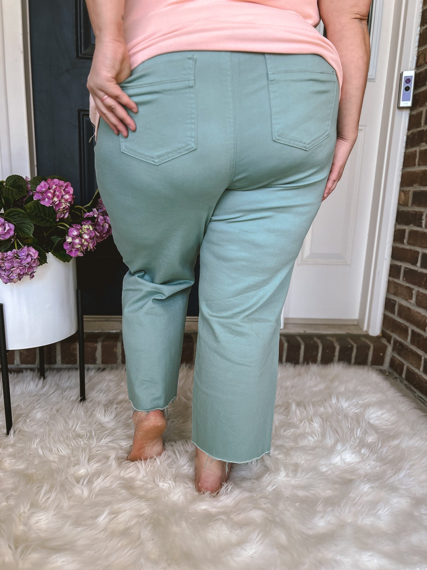 New! Jennifer Wide Leg Cropped Evergreen Pants