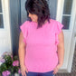 New! Ariel Pink Ruffle Sleeve Top