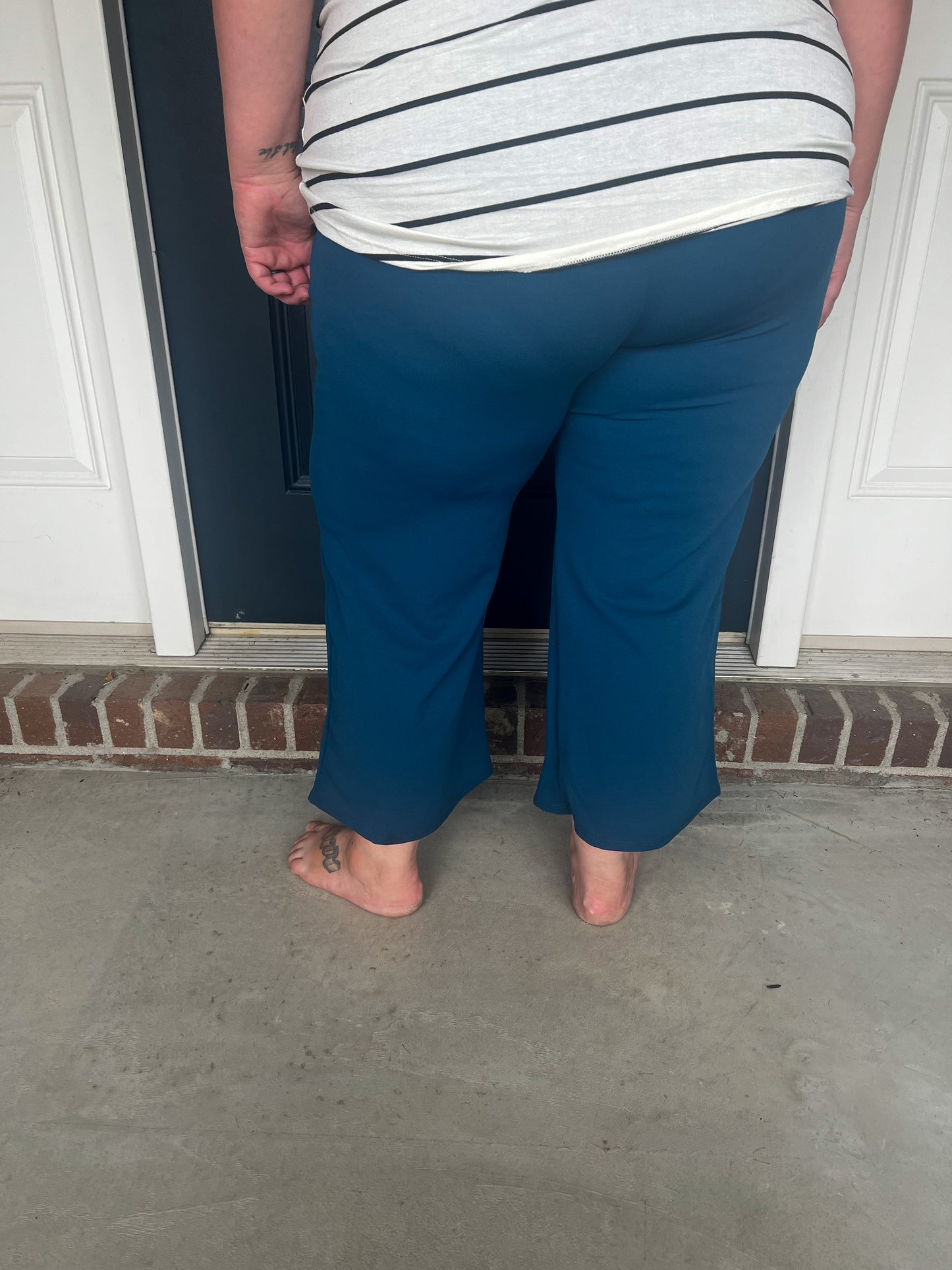 Lucy Wide Leg Stretchy Crop Pants - Teal