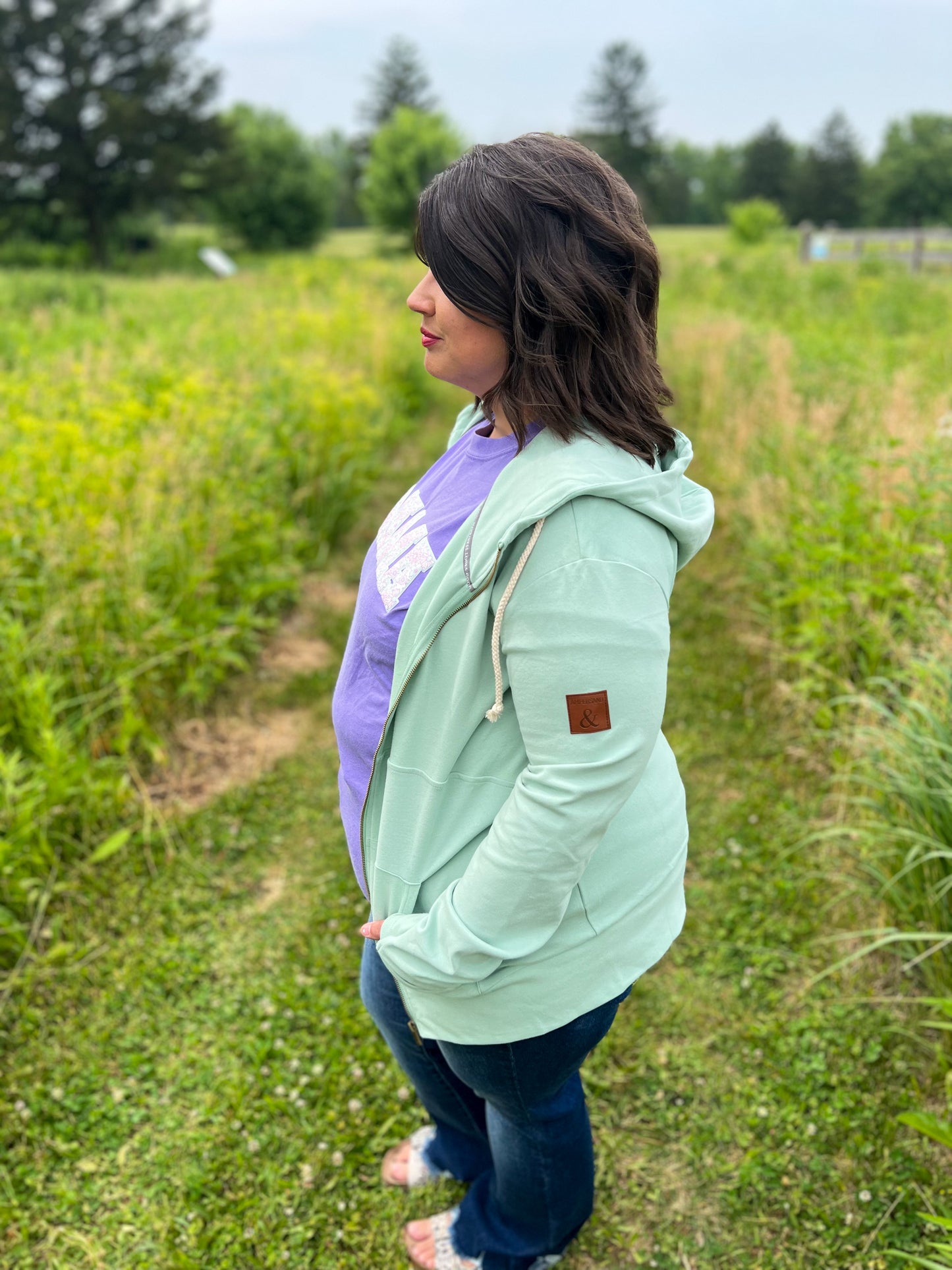 Ampersand Ave Seafoam Full Zip Sweatshirt