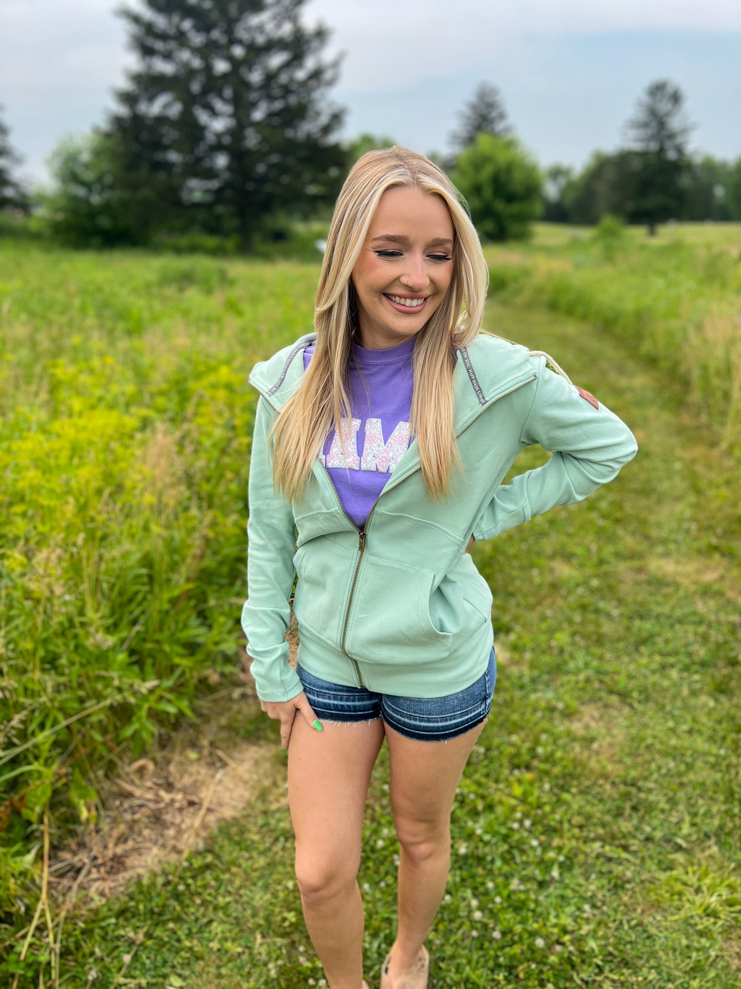 Ampersand Ave Seafoam Full Zip Sweatshirt