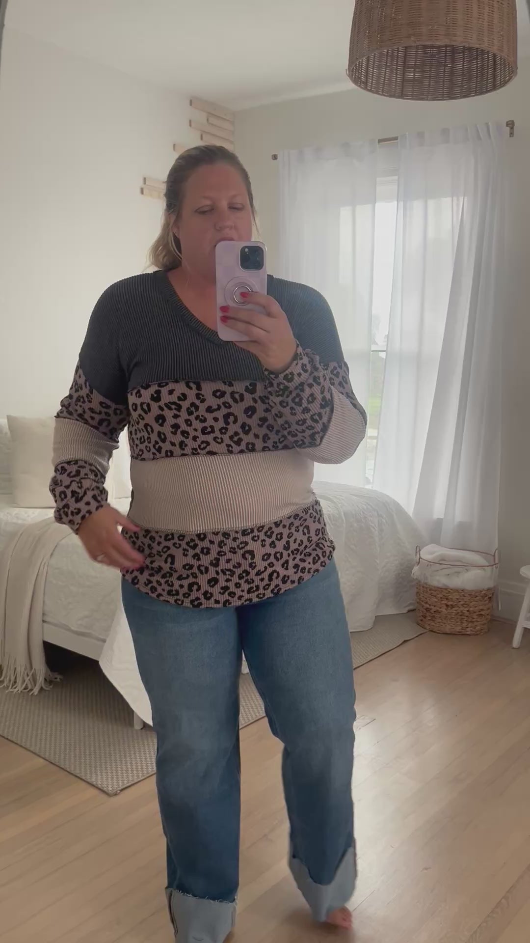 Josie Leopard Colorblock Top