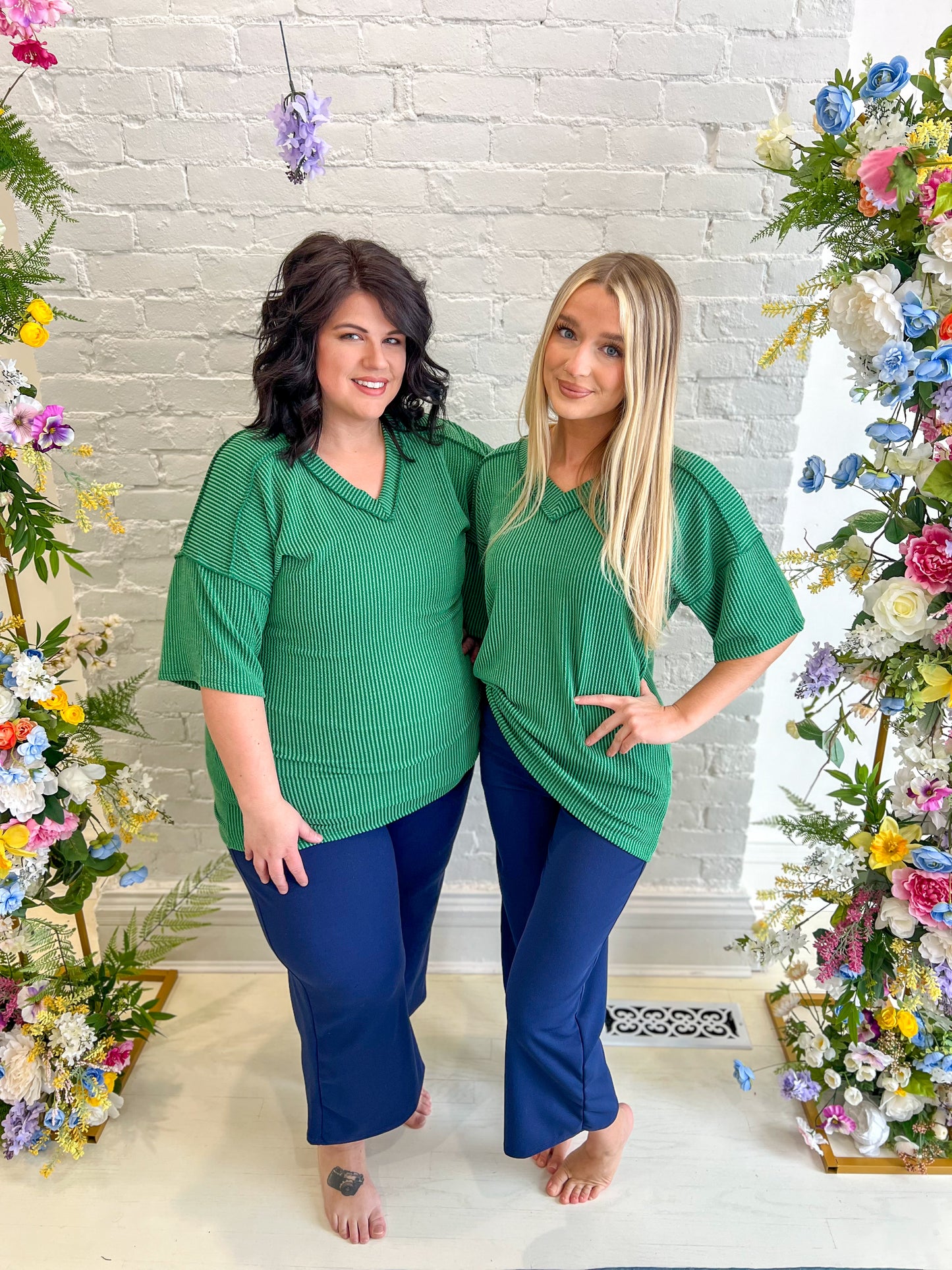 New! Kelly Green Ribbed Top