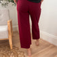New! Lucy Wide Leg Stretchy Crop Pants - Burgundy