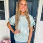 New! Aubrey Striped Ruffle Sleeve Top - Mint