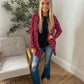 New! Cozy Hooded Open Front Cardigan - Burgundy