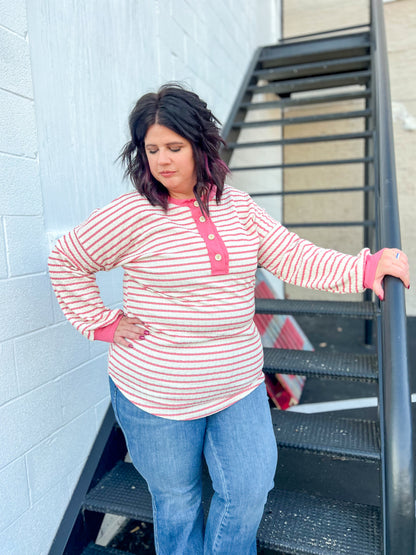 Emily Stripe Top - Rose