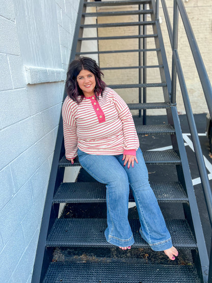 Emily Stripe Top - Rose