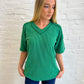 New! Kelly Green Ribbed Top