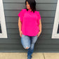 New! Serena Flutter Sleeve Blouse - Hot Pink