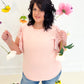 New! Arista Peach Floral Ruffle Sleeve Top