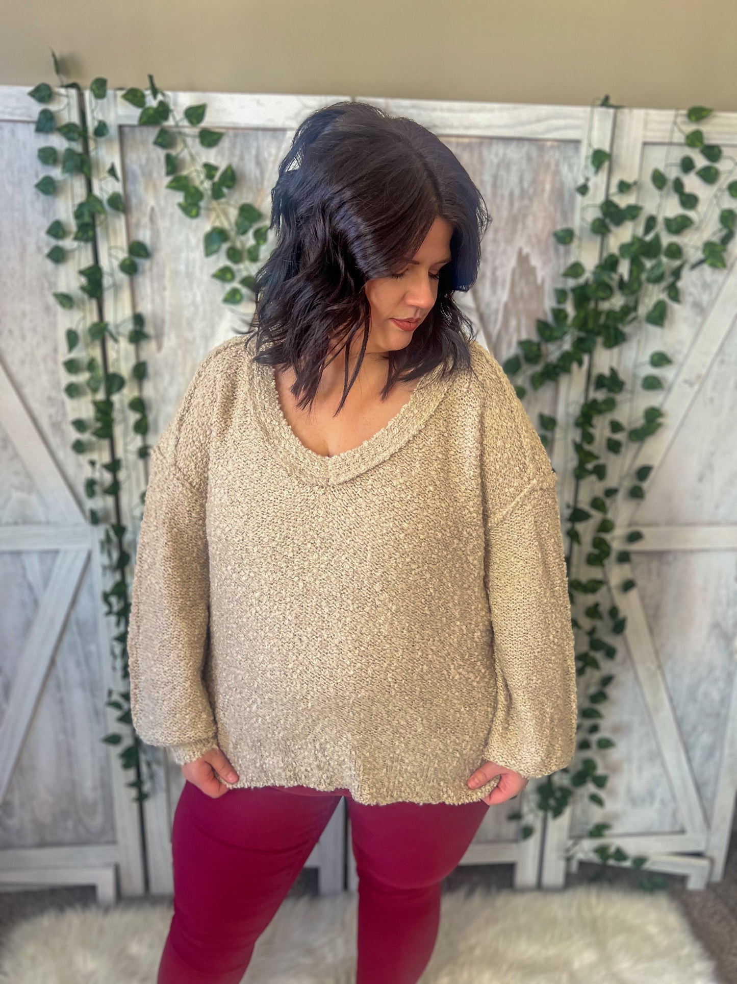 New! Emma Cozy Taupe Sweater