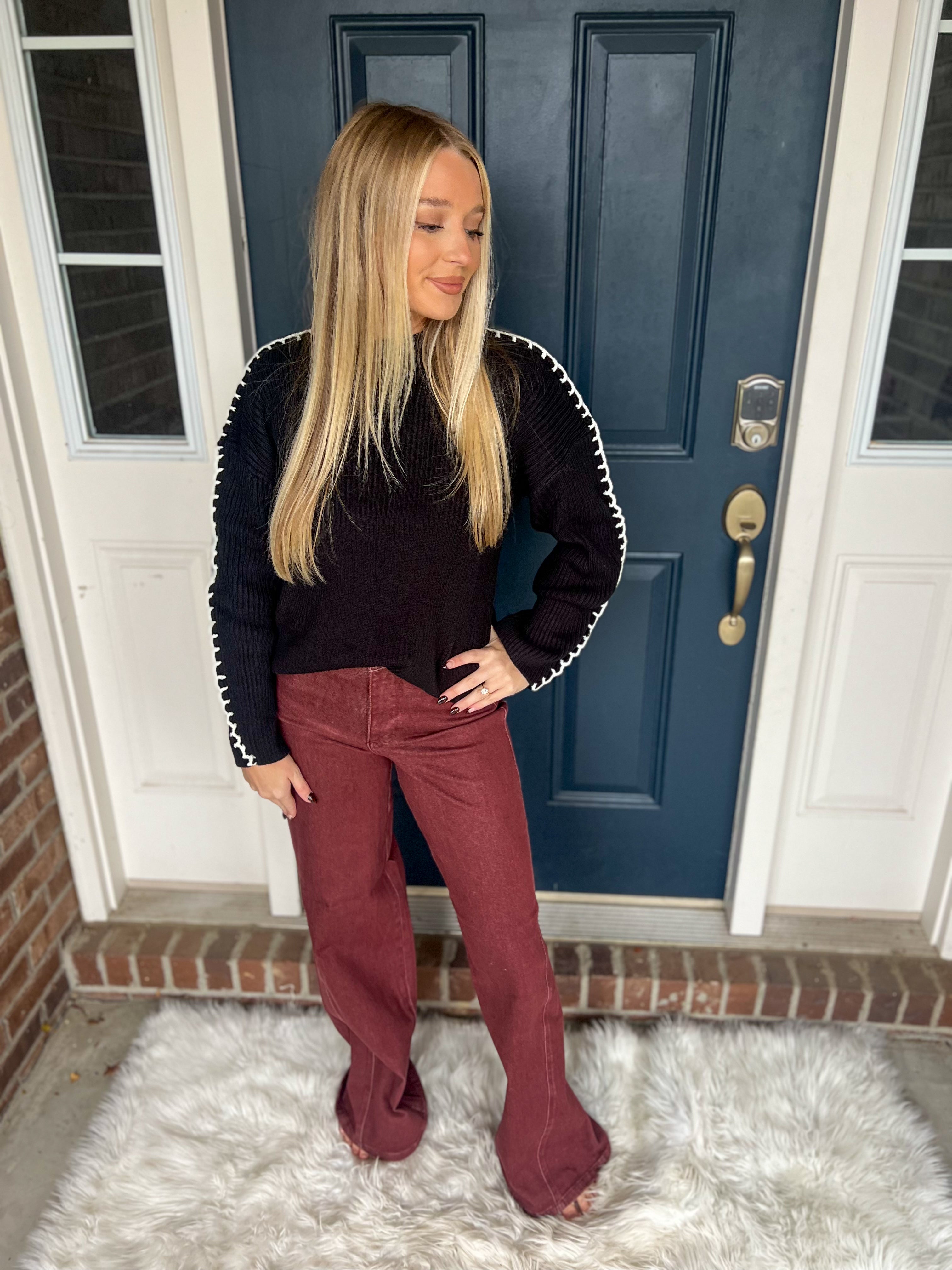 Judy Blue High - Waist Burgundy Retro Wide Jeans