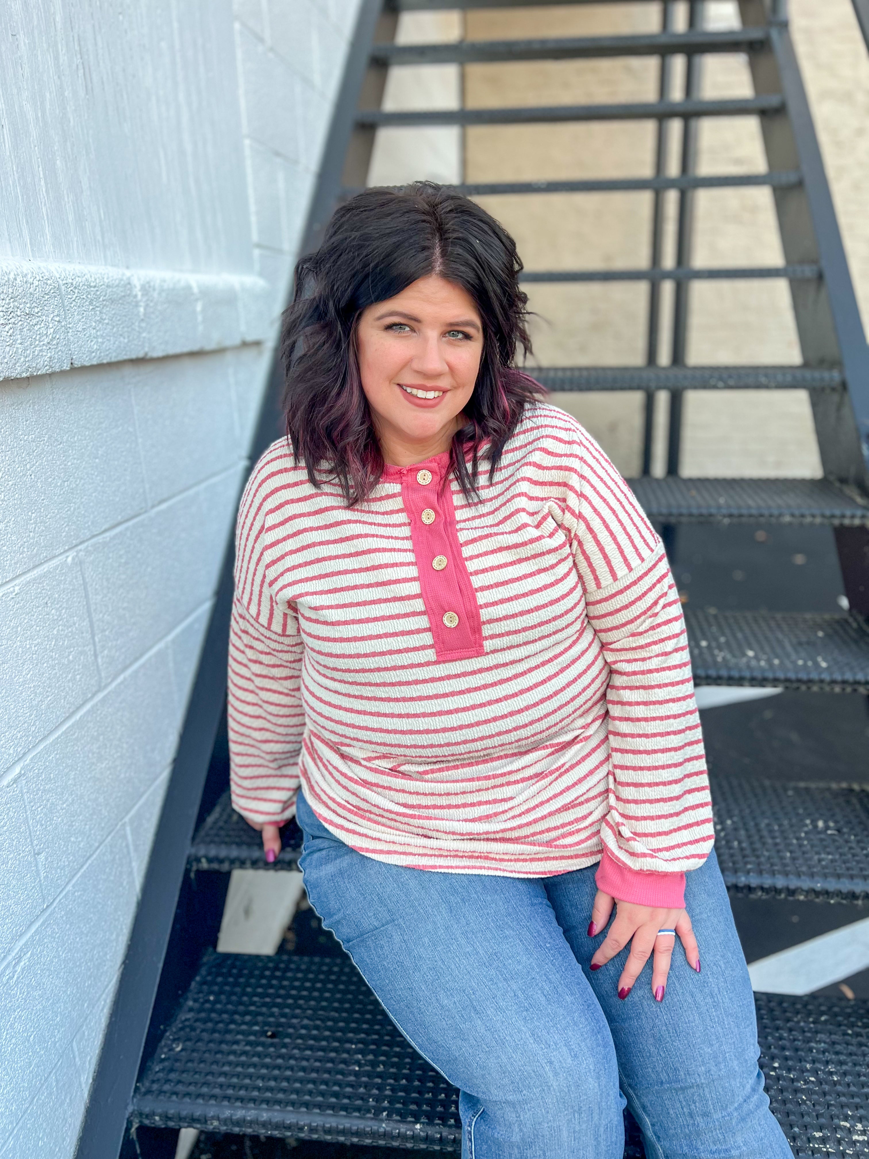 Emily Stripe Top - Rose