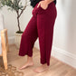 New! Lucy Wide Leg Stretchy Crop Pants - Burgundy