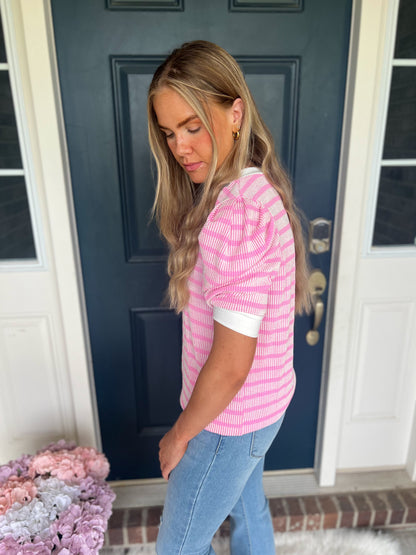 Ellie Pink Stripe Top