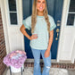 New! Aubrey Striped Ruffle Sleeve Top - Mint