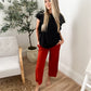 New! Lucy Wide Leg Stretchy Crop Pants - Rust
