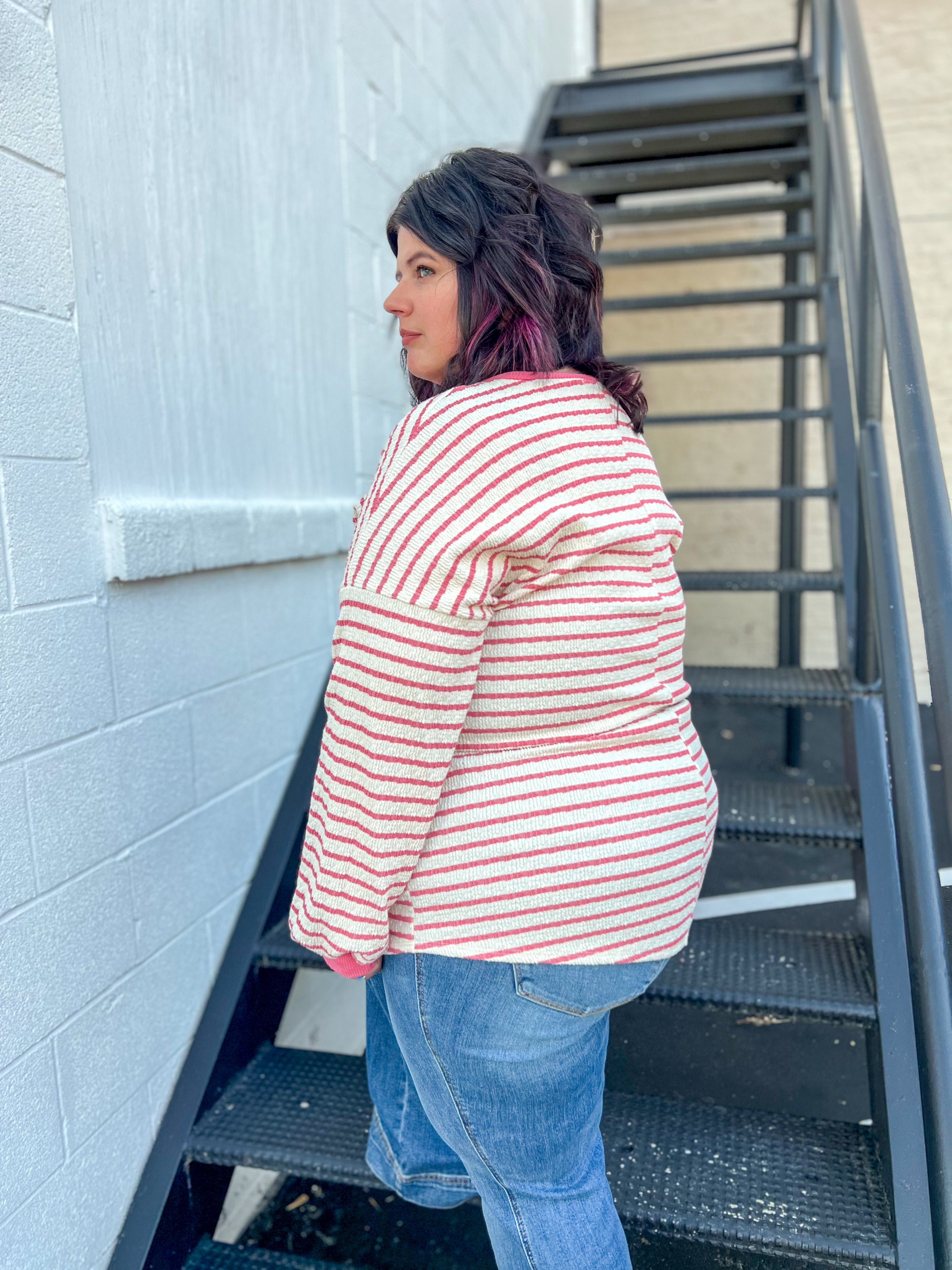 Emily Stripe Top - Rose