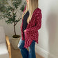 New! Cozy Hooded Open Front Cardigan - Burgundy