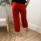 New! Lucy Wide Leg Stretchy Crop Pants - Rust