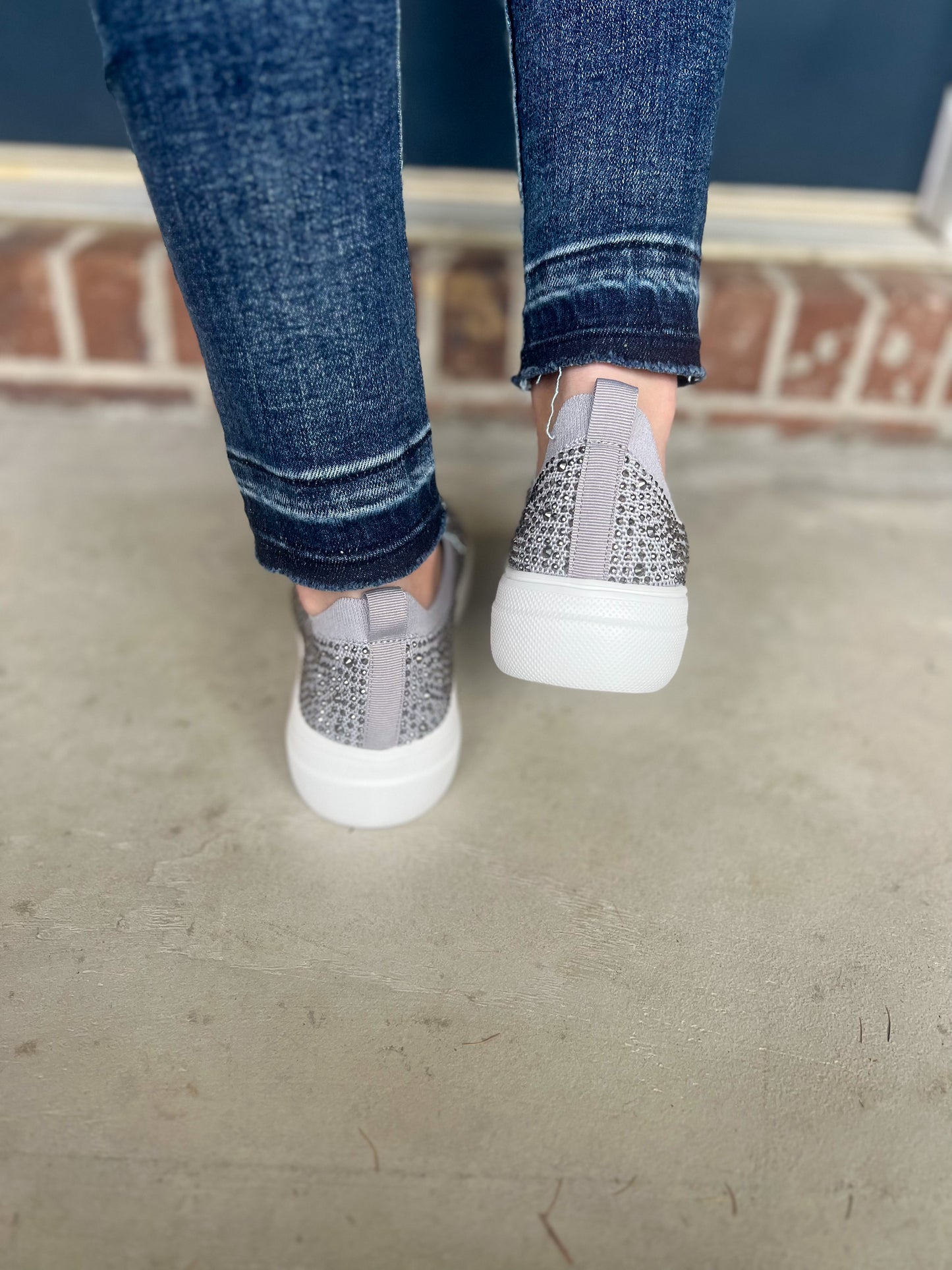 New! Corkys Swank Slip-on Sneakers - Gray Crystals