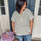 New! Allie Striped Hooded Short Sleeve Top