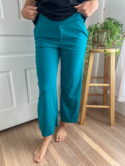 Lucy Wide Leg Stretchy Crop Pants - Jade