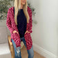 New! Cozy Hooded Open Front Cardigan - Burgundy