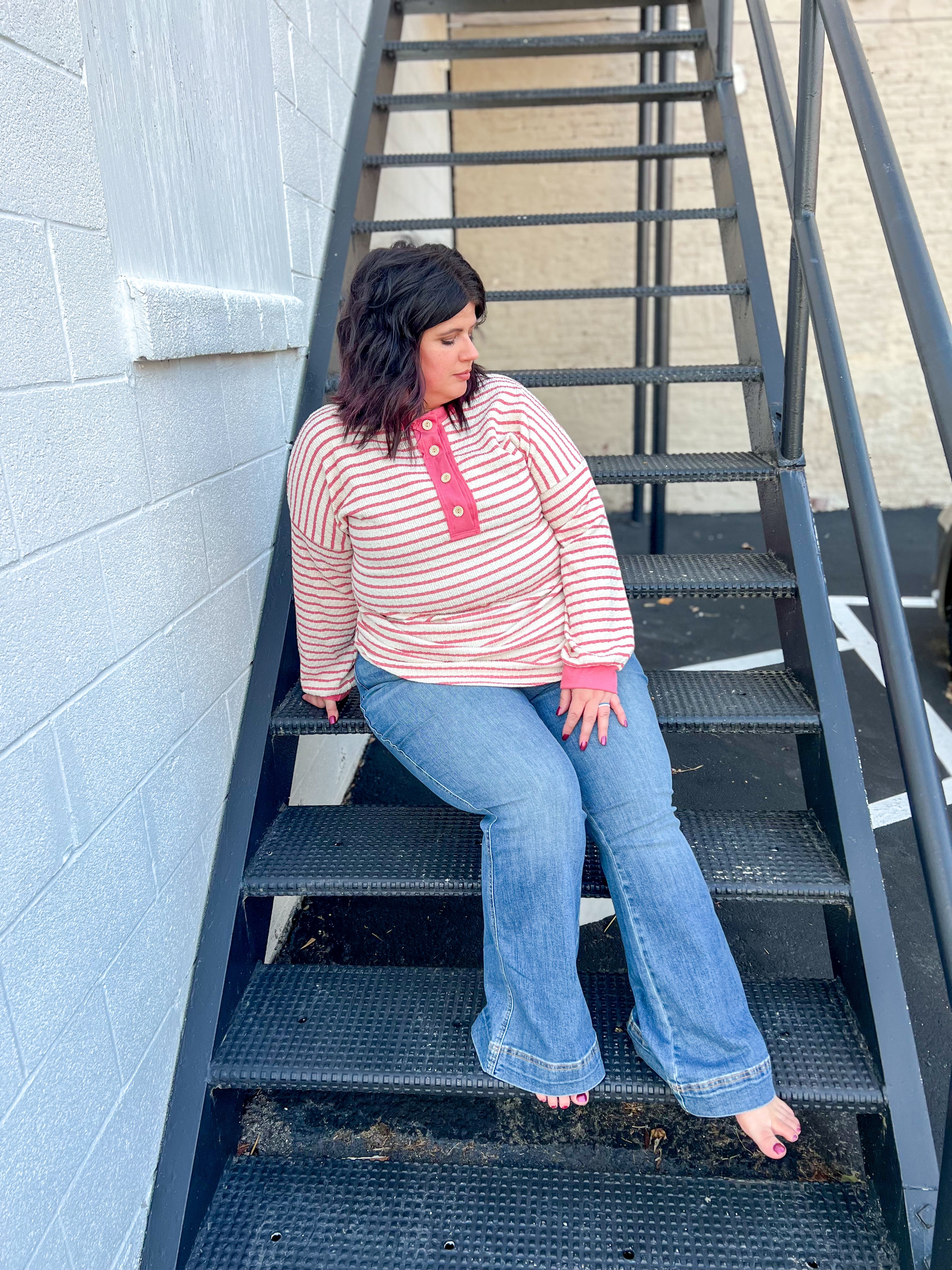 Emily Stripe Top - Rose