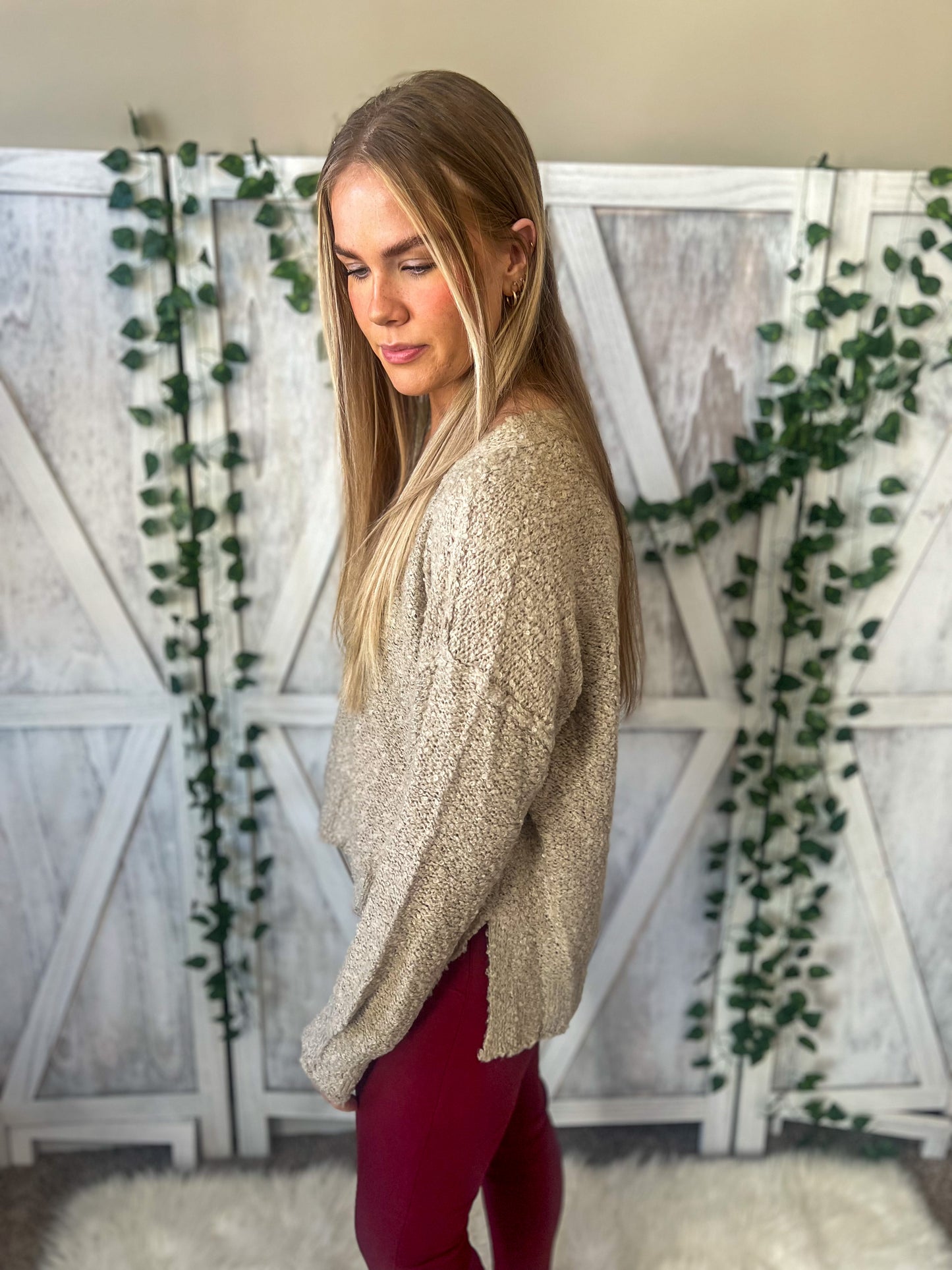 New! Emma Cozy Taupe Sweater