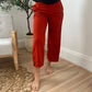 New! Lucy Wide Leg Stretchy Crop Pants - Rust