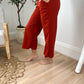 New! Lucy Wide Leg Stretchy Crop Pants - Rust