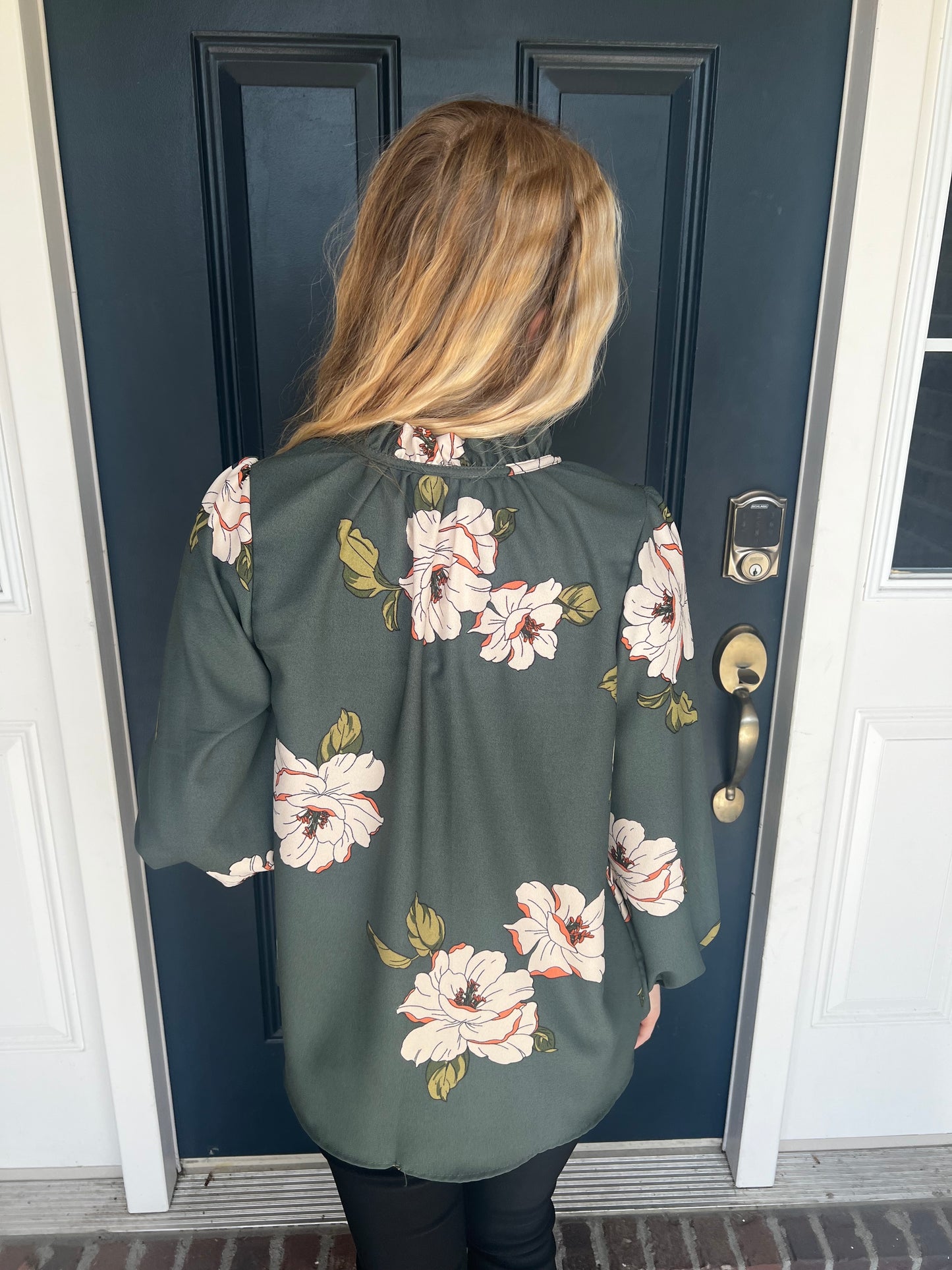 New! Audrey Green Floral Blouse