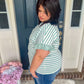 New! Aubrey Striped Ruffle Sleeve Top - Mint