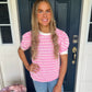 New! Ellie Pink Stripe Top