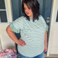 New! Aubrey Striped Ruffle Sleeve Top - Mint