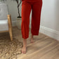 New! Lucy Wide Leg Stretchy Crop Pants - Rust