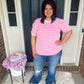New! Ellie Pink Stripe Top