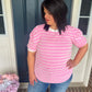 New! Ellie Pink Stripe Top