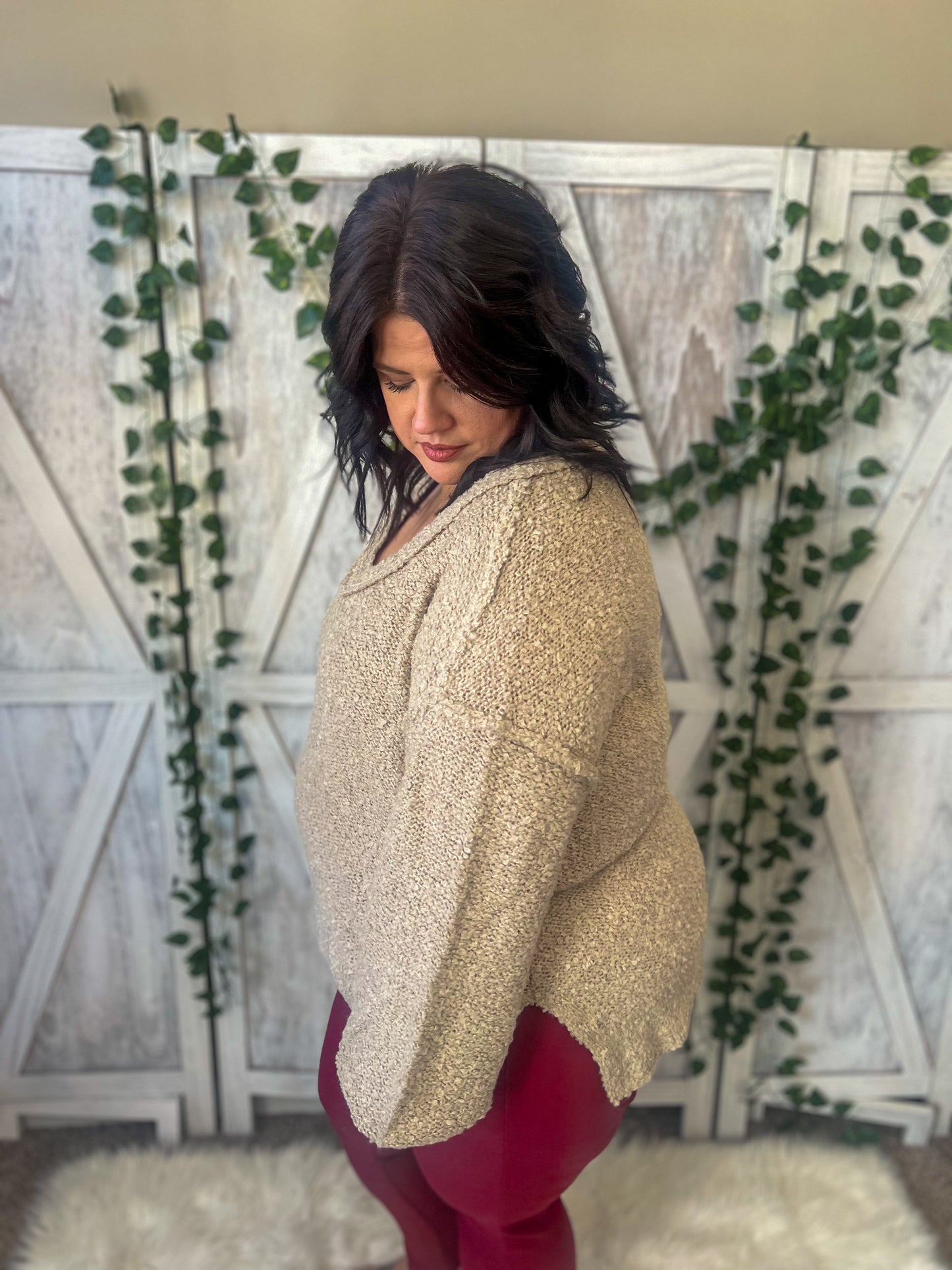 New! Emma Cozy Taupe Sweater