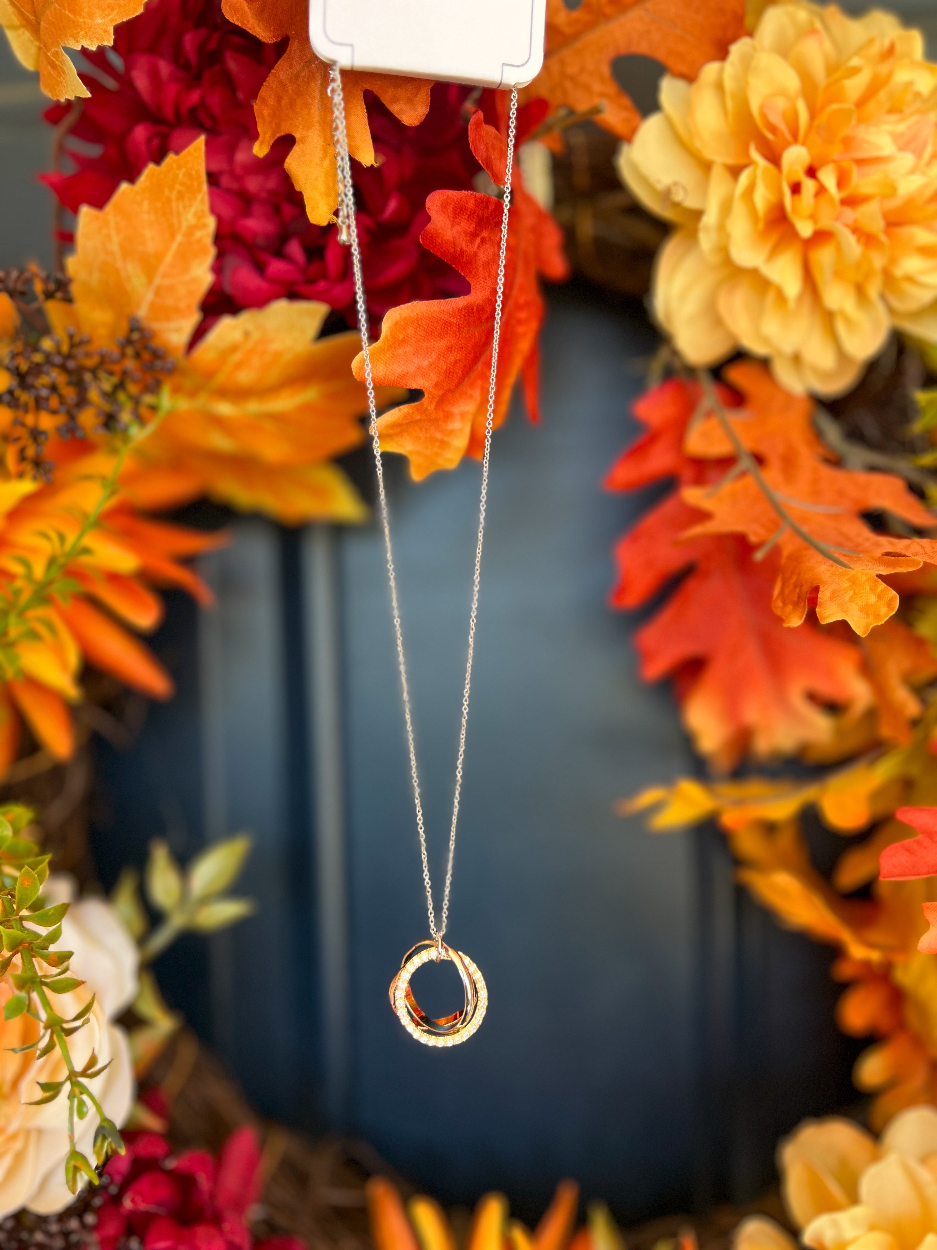 Crystal Pave 3 Circle Necklace