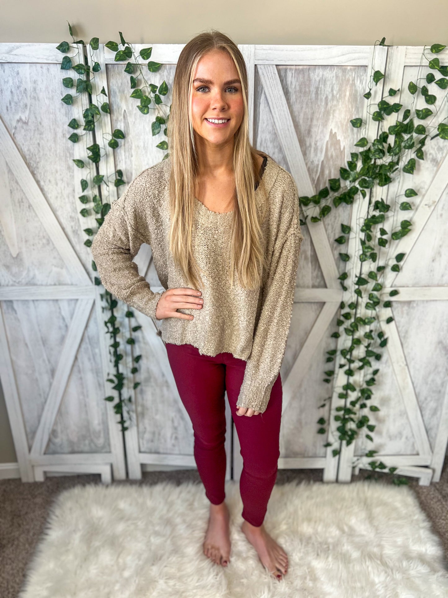 New! Emma Cozy Taupe Sweater