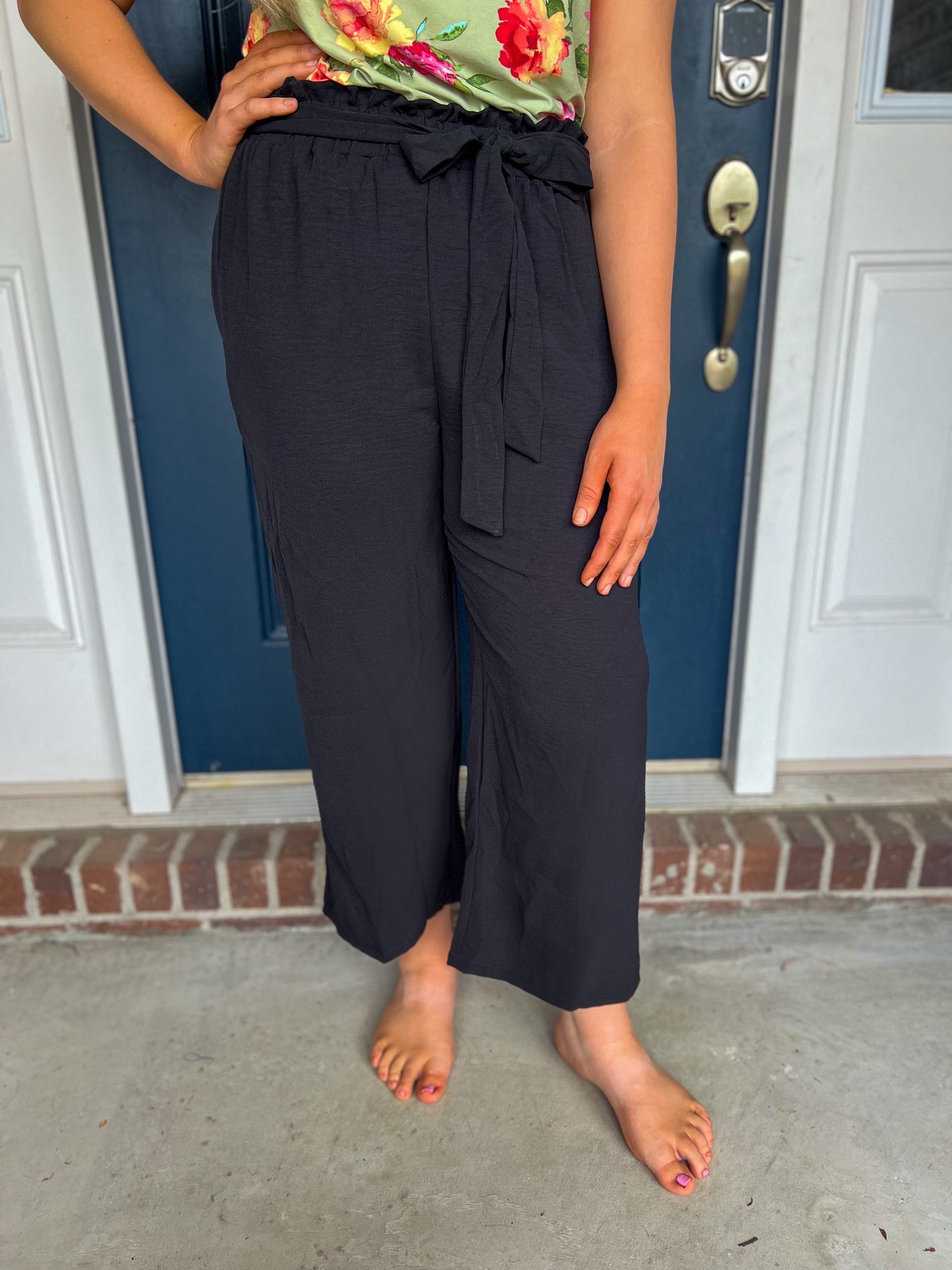 Black Wide Leg Pants with Pockets