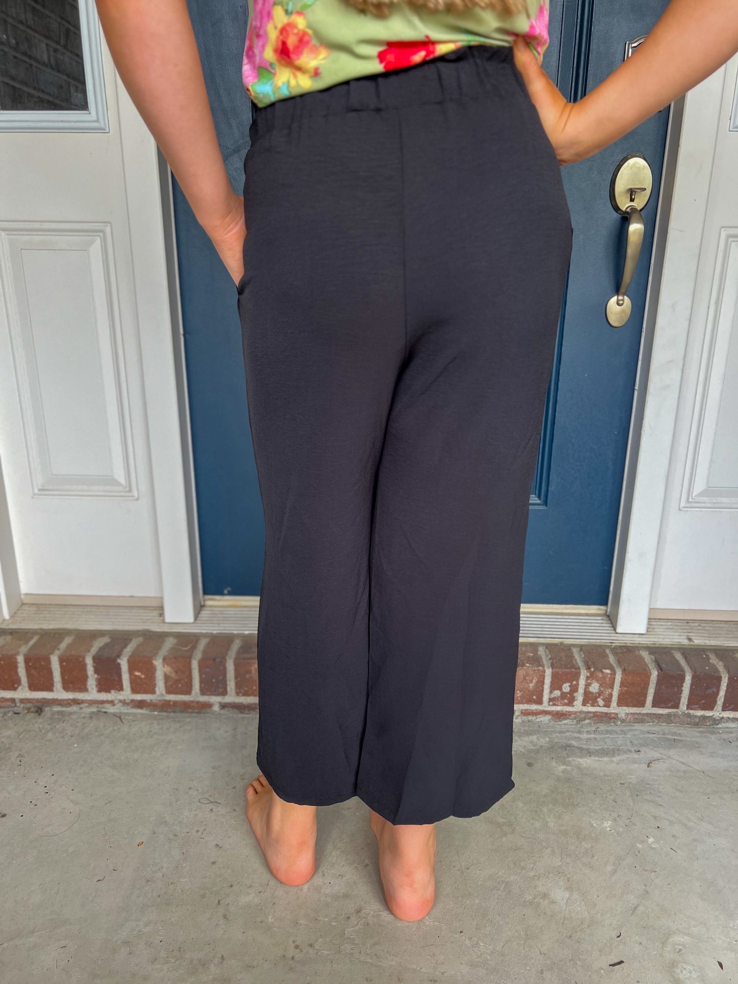 Black Wide Leg Pants with Pockets